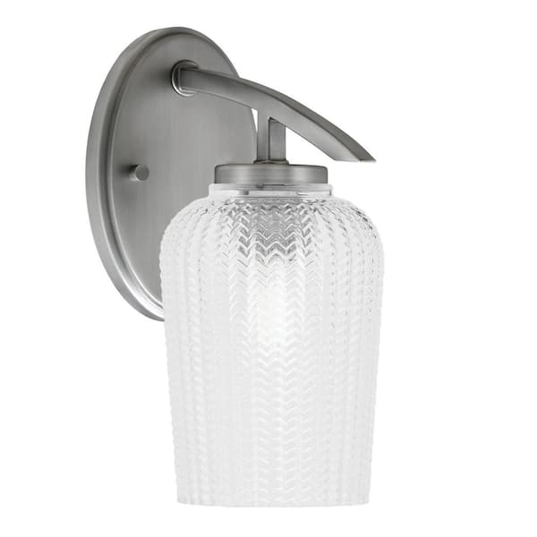 Unbranded Siena 1-Light Graphite Downlight Wall Sconce with Clear Textured Glass Shade