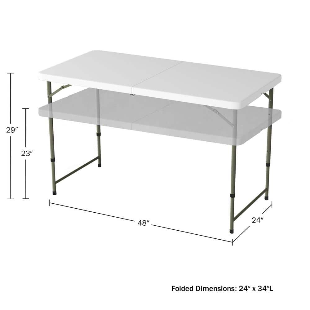 White and Gray 4-Foot Adjustable Folding Utility Table