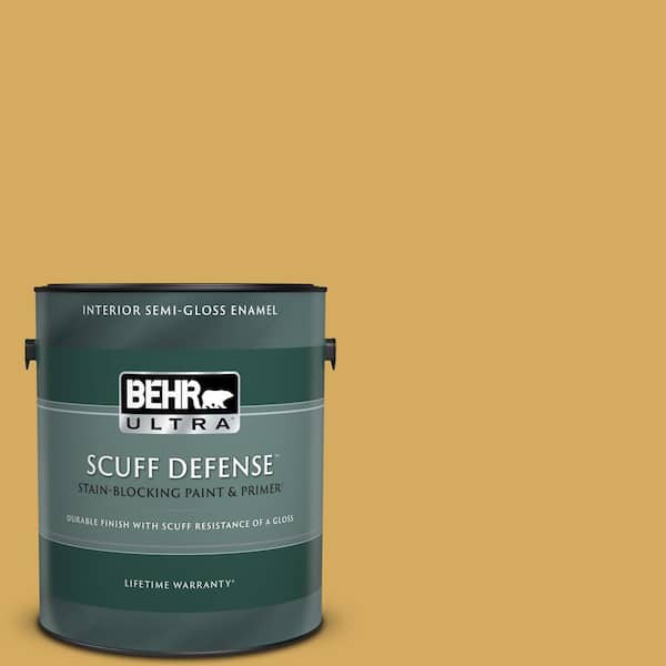 BEHR ULTRA 1 gal. #350D-5 French Pale Gold Extra Durable Semi-Gloss Enamel Interior Paint & Primer