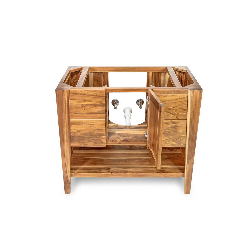 36" Earthy Teak Solid Wood Freestanding Vanity