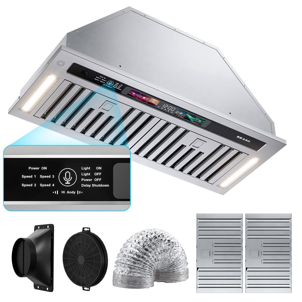 BRANO 30 Inch Stainless Steel Range Hood with LED Lights