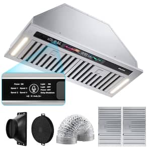 Brano Range Hood Insert 30 Inch, 900 CFM Smart Voice/Gesture/Touch Control, 4 Speed Fan, Ducted/Ductless Convertible