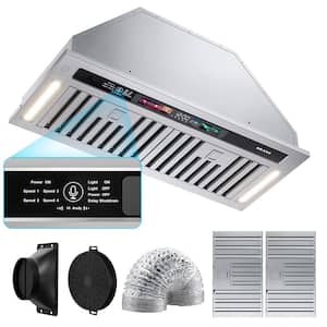 30 in. 900 CFM Ductless Insert Range Hood in Stainless Steel with Smart Voice/Touch Control, 4-Speed Exhaust Fan