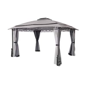 10 ft. x 12 ft. White Soft Top Steel Outdoor Patio Gazebo with Mosquito Netting