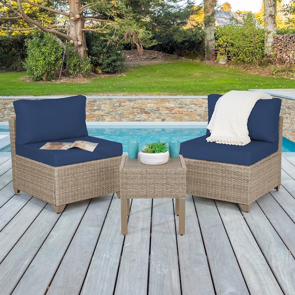 TK CLASSICS Maui 3-Piece Metal Patio Conversation Set with Cobalt Cushions