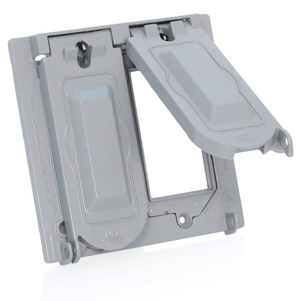 Gray Aluminum 2-Gang Weatherproof Cover with Lid
