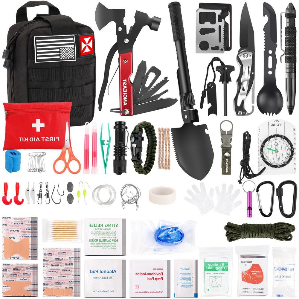 248 Pieces Survival First Aid Kit with Molle Pouch for Camping, Hiking, and