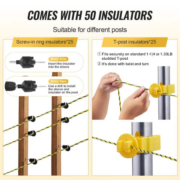 VEVOR Electric Fence Wire, 1640 ft. 500 M Portable Polypier, 1/8 in. Diameter 6 Stainless Steel Strands, Fencing Rope Line