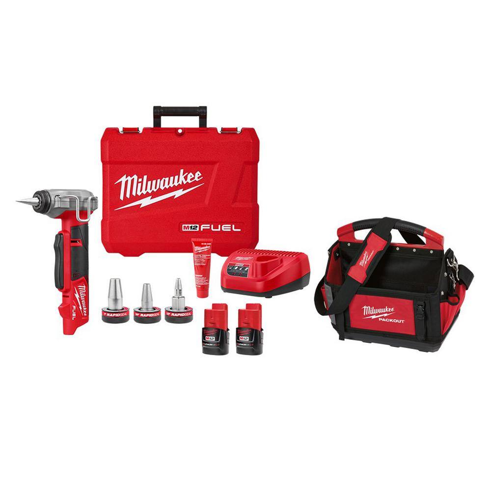 Milwaukee M12 FUEL RAPID SEAL ProPEX Expansion Tool Kit with 1/2 in. to 1 in. ProPEX Expander Heads and 15 in. PACKOUT Tote -  2532-22-8315