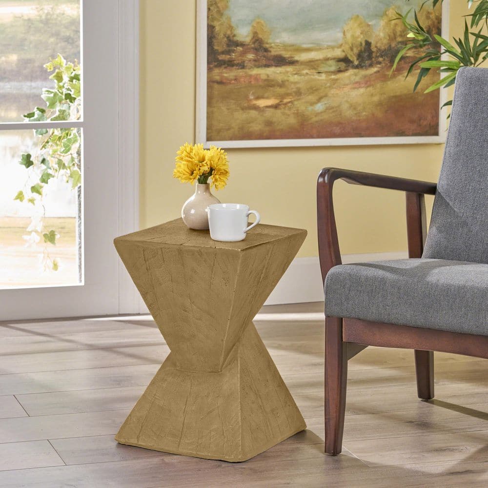 Light Natural Lightweight Concrete Outdoor Side Table with Twisted Hourglass Shape price history on PriceWatchPro