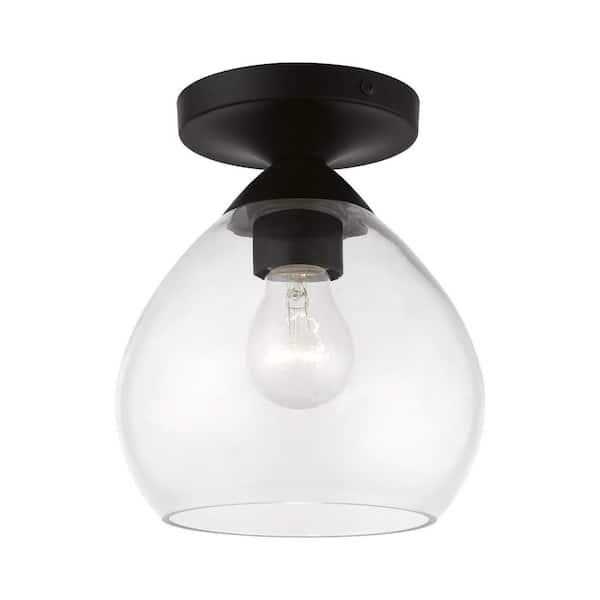 Livex Lighting Catania 7 In 1 Light Black Semi Flush Mount With Clear Glass 46500 04 The Home