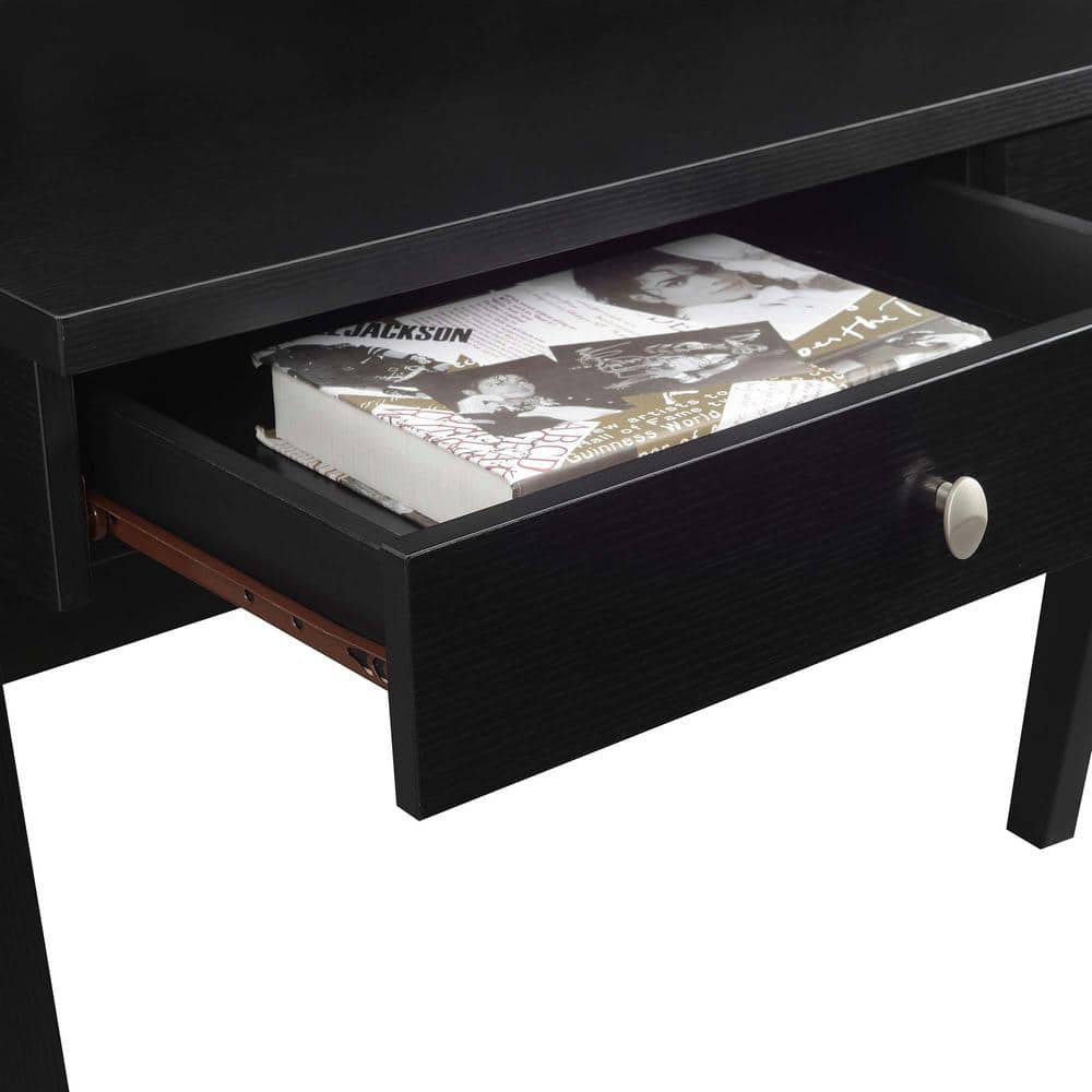 Newport Black 42" Contemporary Desk with Drawers & Shelf