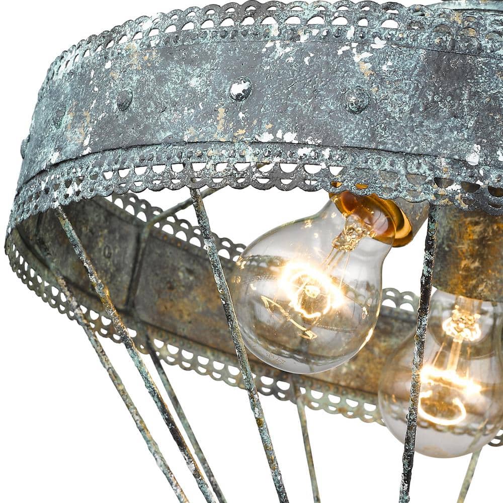 Blue Verde Patina Rustic Indoor/Outdoor Semi-Flush Light