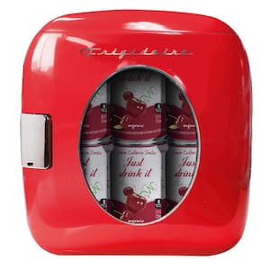 0.5 cu. ft. 12-Can Mini Fridge Retro Beverage Cooler in Red without Freezer