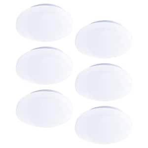 7 in. White Round Integrated Dimmable LED Flush Mount Ceiling Light 4000K Cool White（6-Pack）