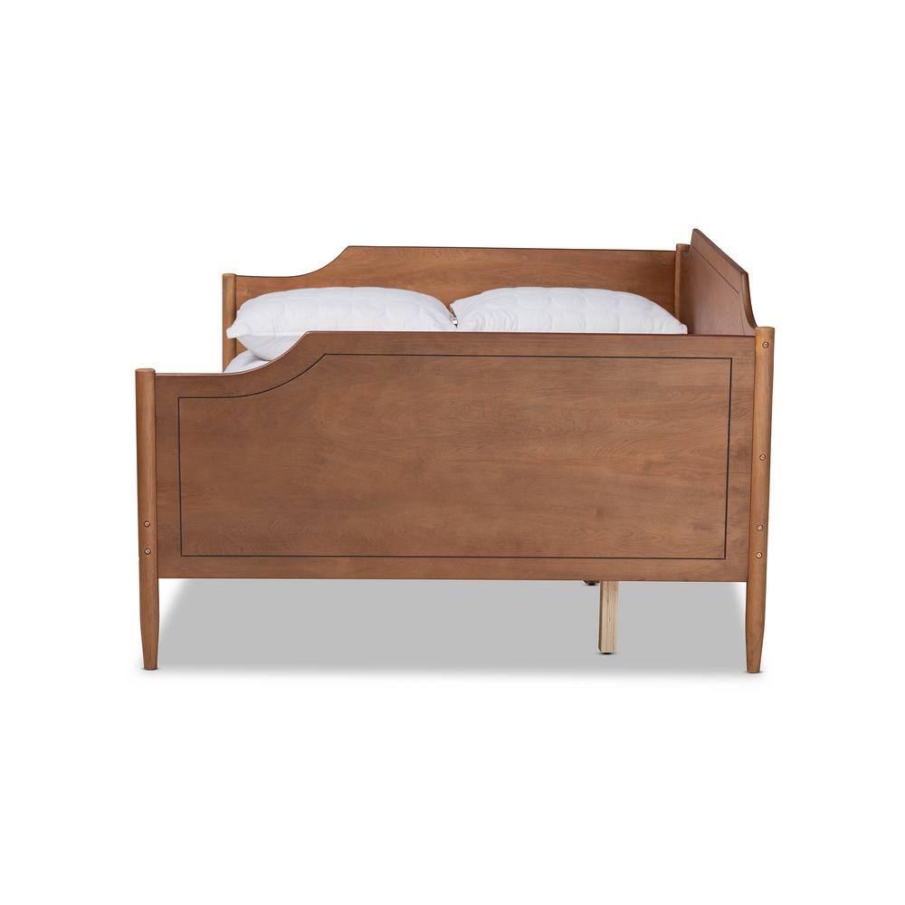 Walnut Brown Full Size Tufted Upholstered Wood Daybed