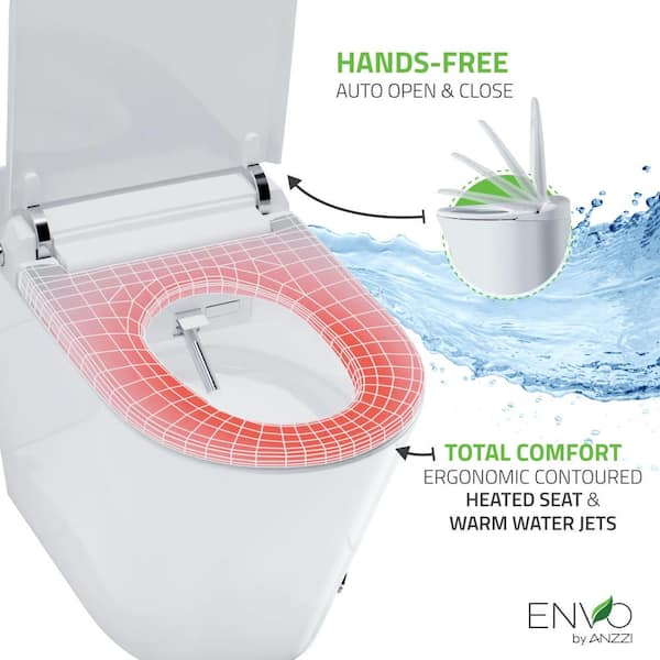 ANZZI - ENVO Echo Elongated 1.28 GPF Smart Bidet Toilet in Matte Black with Auto Open, Auto Flush, Voice and Wi-Fi Control
