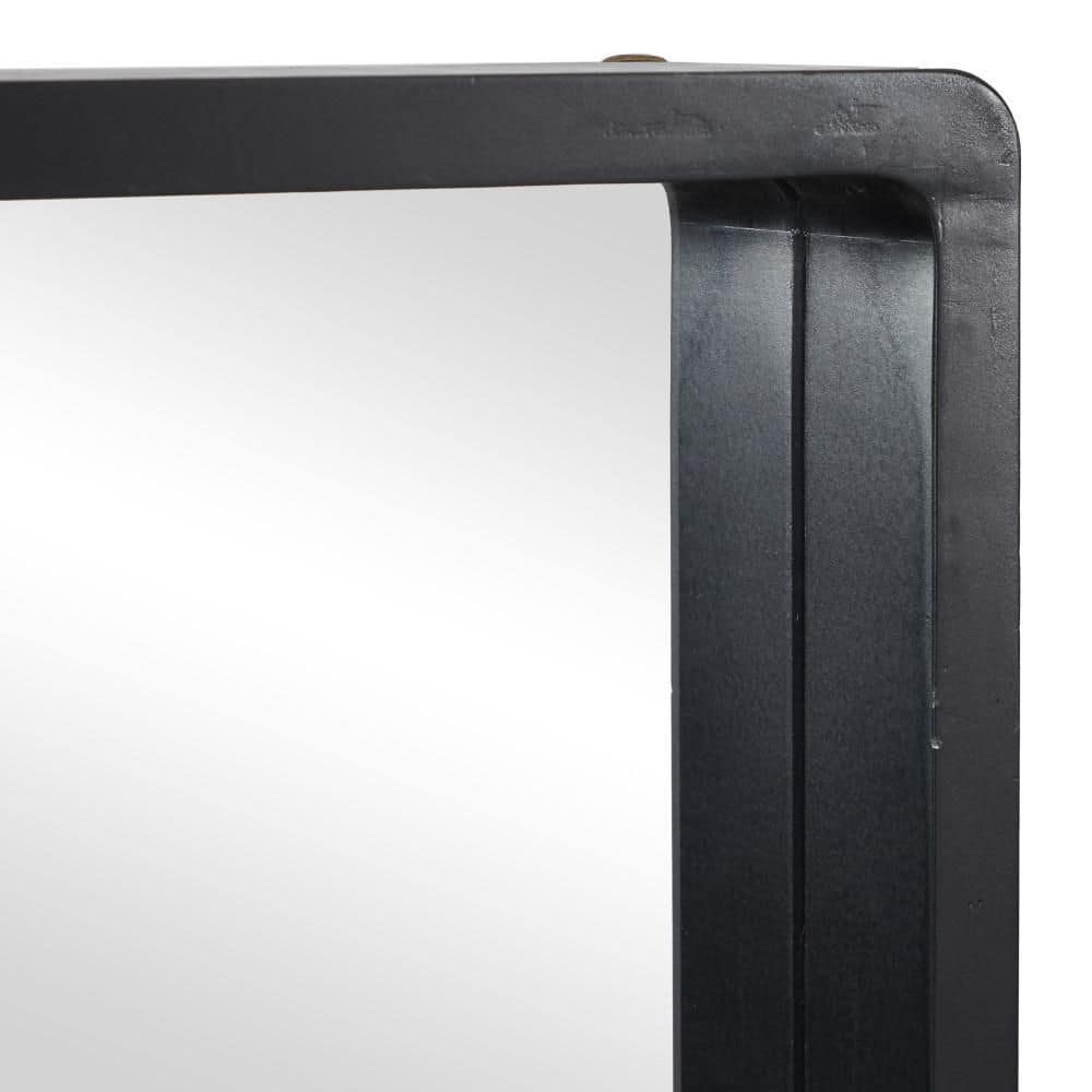 Elegant Matte Black Solid Wood Rectangular Wall Mirror 24" x 36"