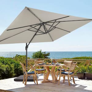 Gray Premium 11.5x9 ft. Cantilever Patio Umbrella with 360° Rotation and Infinite Canopy Angle Adjustment