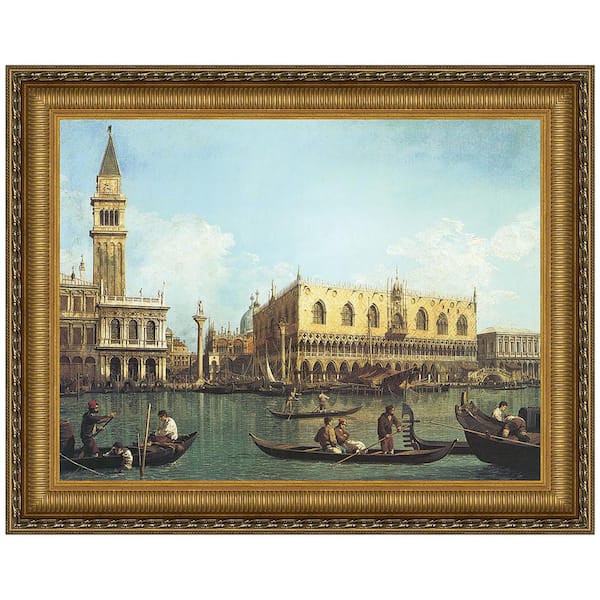Design Toscano View of the Bacino di San Marco by Antonio Canaletto Framed Architecture Oil Painting Art Print 38.25 in. x 48.25 in.