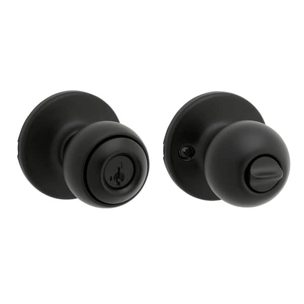 Polo Matte Black Keyed Entry Doorknob 1.875 in Featuring Smart Key Security