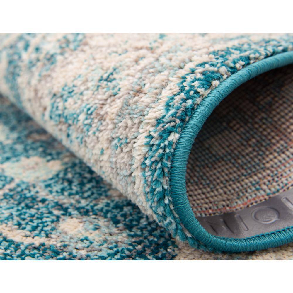 Turquoise Floral 8x8 Square Synthetic Rug for Indoor Elegance