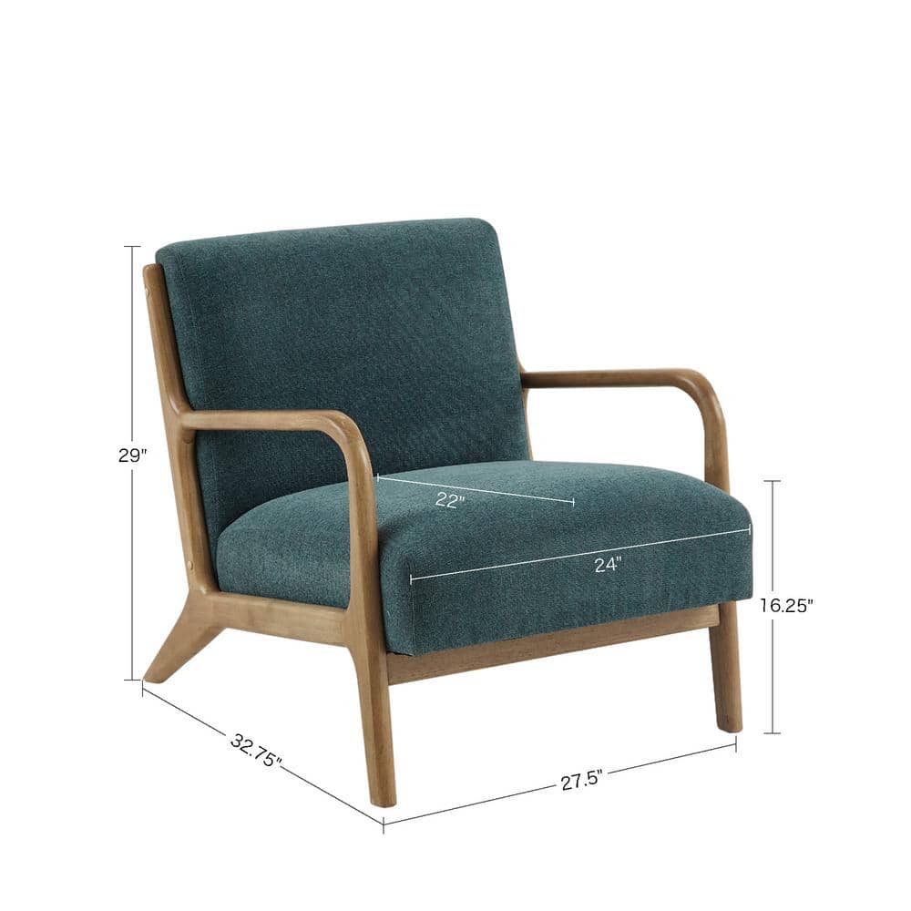 Mid-Century Teal Lounge Chair with Elm Wood Frame