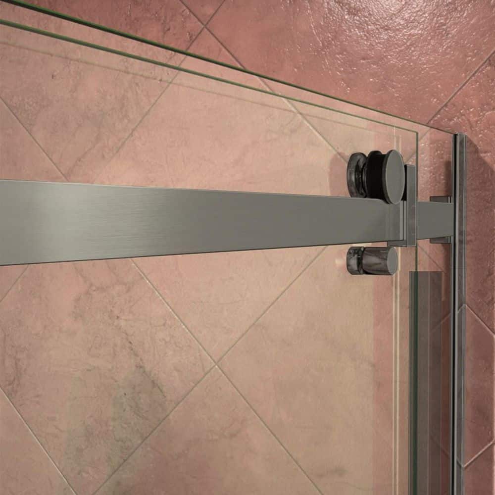 Portofino 48" x 79" Frameless Double Sliding Shower Door with Brushed Nickel Finish