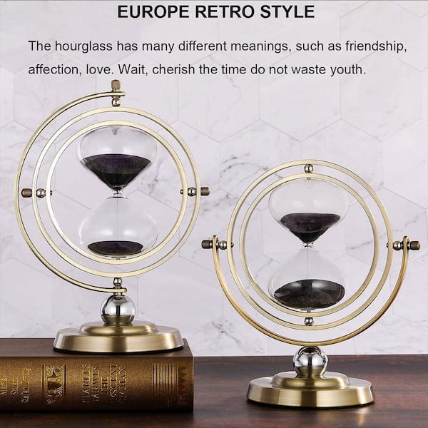 Afoxsos Black Sand Large 720° Rotating Antique Hourglass Timer 60