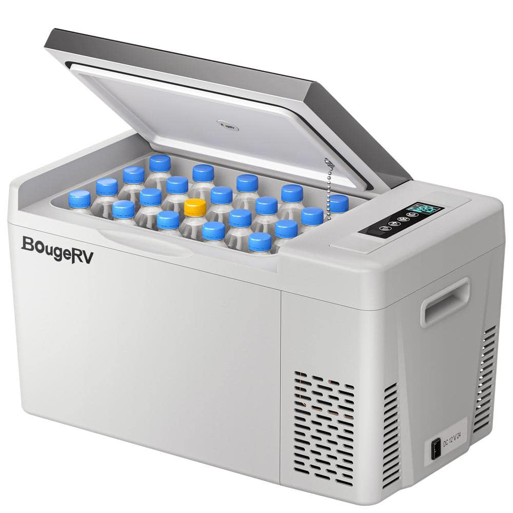 BougeRV 0.78 cu. ft. Portable Outdoor Refrigerator Mini Fridge Car  Compressor Freezer Cooler in Gray HD02204 - The Home Depot