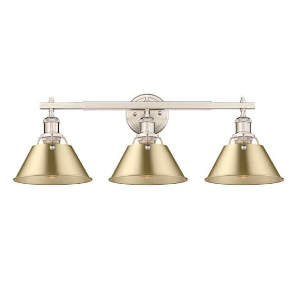Golden Lighting Orwell 27.25 in. 3-Light Pewter and Brushed Champagne Bronze Vanity Light