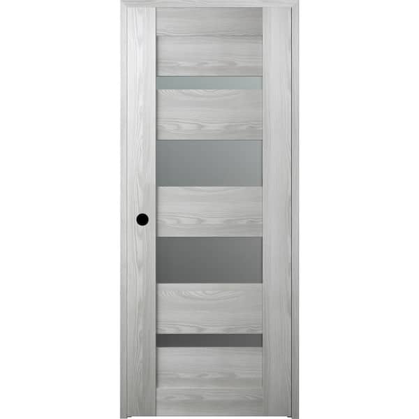 Vona 07-01 36"x 84" Left-Hand 5-Lite Frosted Glass Solid Composite Core Ribeira Ash Wood Single Prehung Interior Door