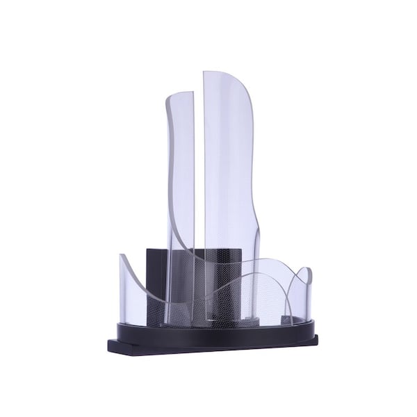 Estrella 11.13 in. 1-Light Flat Black Finish Integrated LED Wall Sconce with Clear Patterned Acrylic Lighting