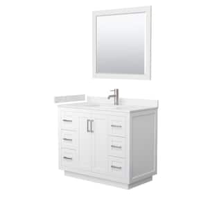 Miranda 42 in. W Single Bath Vanity in White with Cultured Marble Vanity Top in LV Carrara with White Basin and Mirror