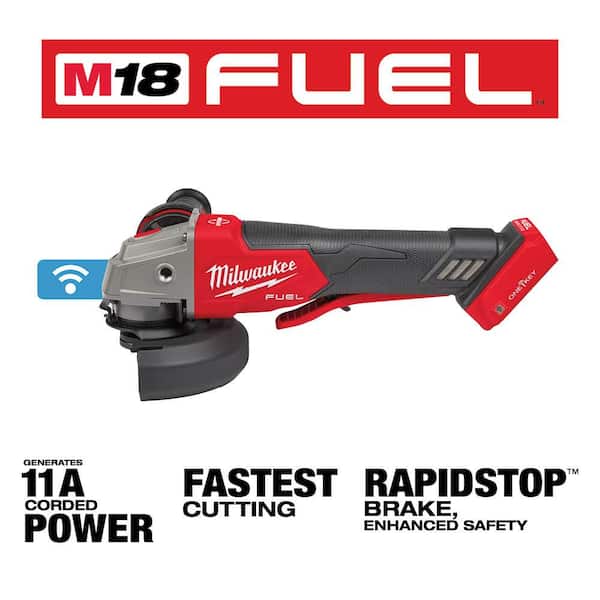 M18 FUEL 18V Lithium-Ion Brushless Cordless 4-1/2 in./5 in. Braking Grinder With Paddle Switch (Tool-Only)