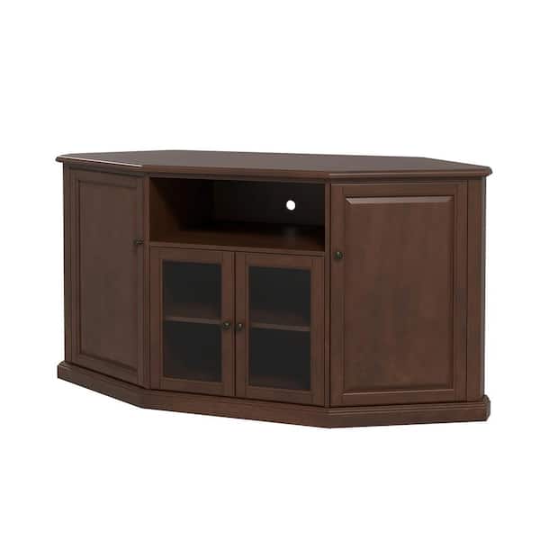 JAYDEN CREATION Perrhaebia Walnut TV Stand for TVs up to 65 in. with Shelf