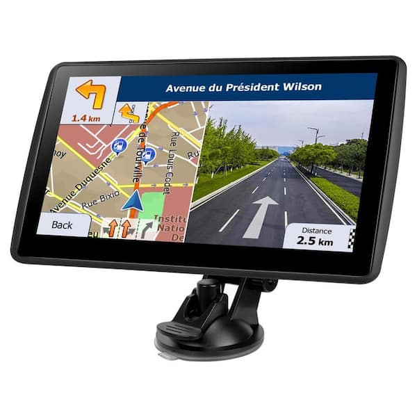 Lukyamzn Latest 2025 Map GPS Navigator 7 in. Touch Screen for Car Truck RV Voice Turn Guidance Speed Warning Custom Routing Black