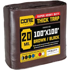 100 ft. x 100 ft. Brown/Black 20 Mil Heavy Duty Polyethylene Tarp, Waterproof, UV Resistant, Rip and Tear Proof