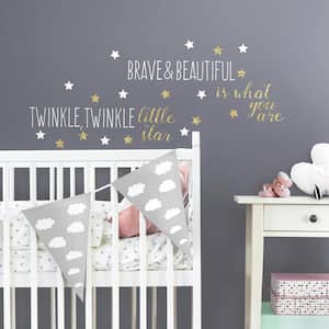 5 in. x 11.5 in. Twinkle Twinkle Little Star Quote 29-Piece Peel and Stick Wall Decals with Glitter