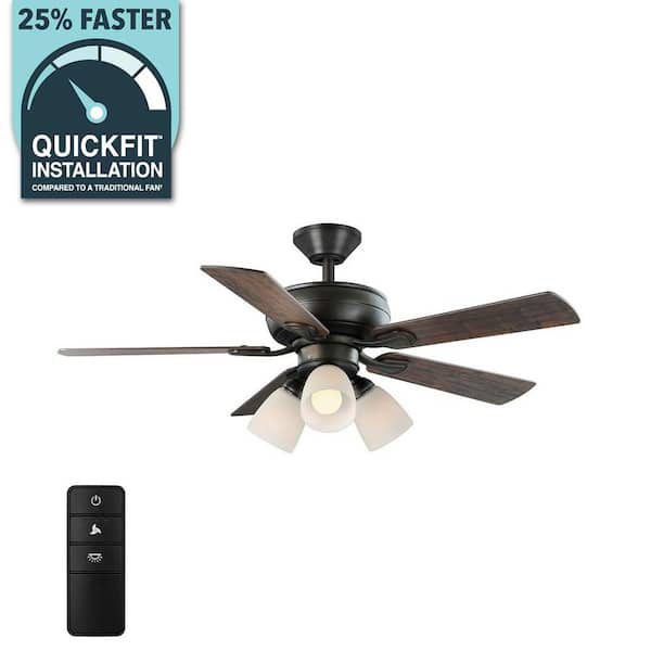Riley 44 in. Indoor LED Bronze Dry Rated Downrod Ceiling Fan with 5 Reversible Blades, Light Kit and Remote Control