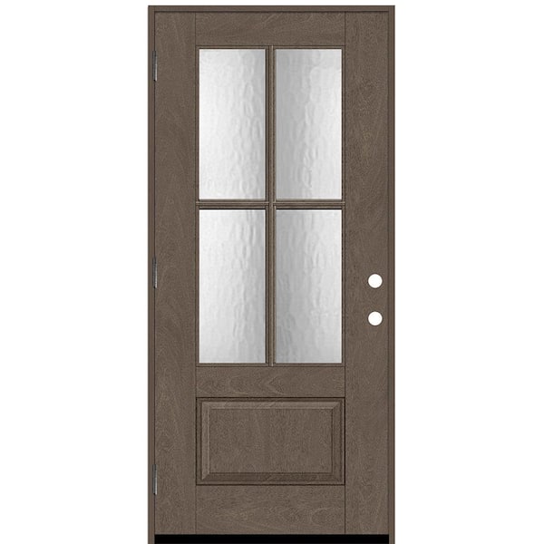 Regency 36 in. x 80 in. 3/4 Lite 4 SDL Oasis Decorative Glass RHOS Prefinished Ashwood Fiberglass Prehung Front Door