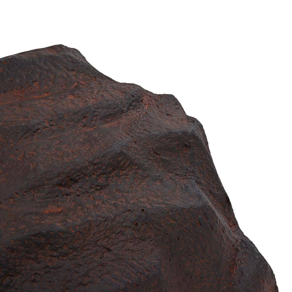 Brown Polyresin Low-Profile Garden Rock Cover with Stakes