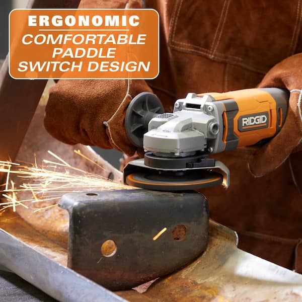 RIDGID 18V Cordless 4-1/2 in. Angle Grinder (Tool Only RIDGID 18V Cordless 4-1/2 in. Angle Grinder (Tool Only