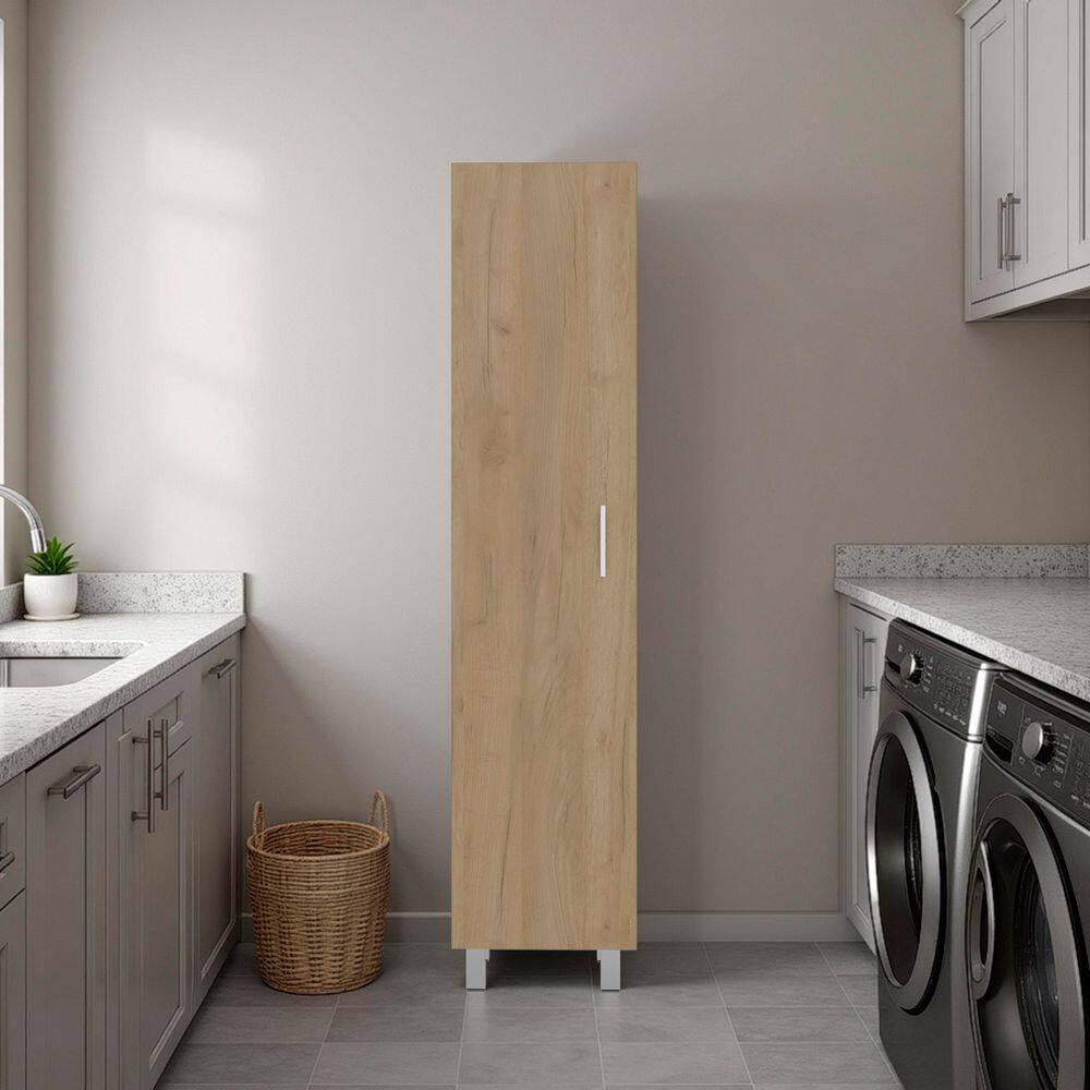 Modern Brown 70.9 in. H Storage Cabinet with 4 Internal Storage Shelves, Metal Handle and Legs, Natural