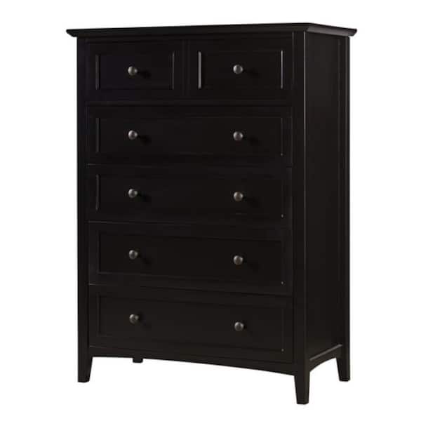 Benjara 19 in. Black 5-Drawer Wooden Chest of Drawers