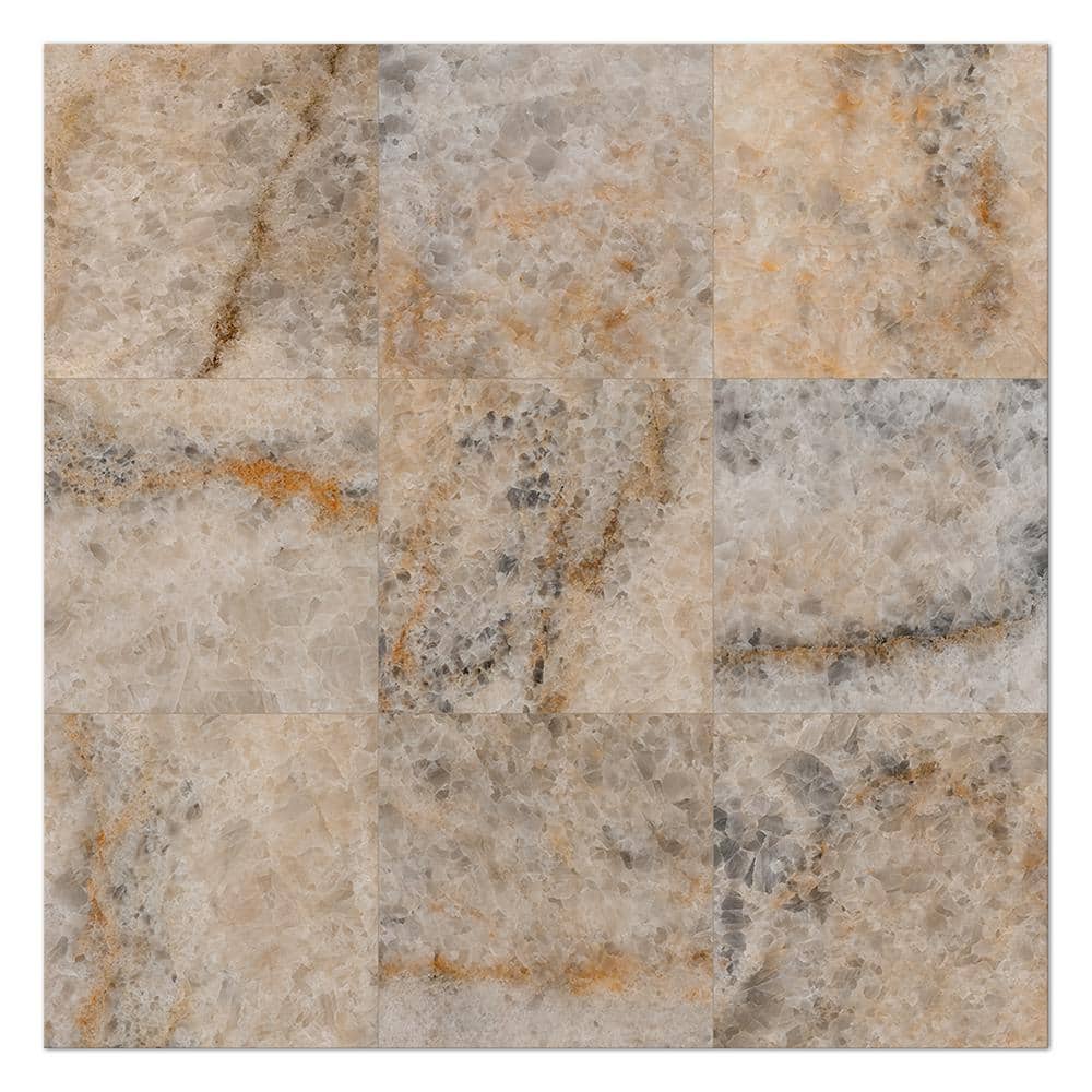 Senzia 8" x 8" Beige Marble-Look Porcelain Tile