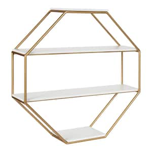 Lintz 6 in. x 24 in. x 24 in. White/Gold MDF Floating Decorative Wall Shelf Without Brackets