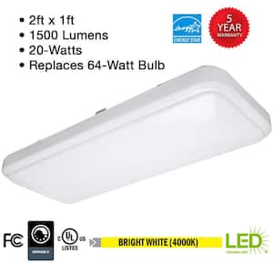 2 ft. x 10 in. Kitchen Lighting LED Flush Mount Rectangular Ceiling Light Fixture 1500 Lumens 4000K (8-Pack)