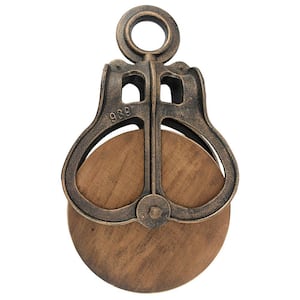 14.5 in. x 8 in. Grande Scale Vintage-Style Cast Iron and Wood Wheel Farm Pulley