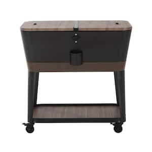 80-Quart Bronze Rolling Ice Chest Cooler Cart with Storage Shelf, Steel Bottle Opener, and Lockable Wheels